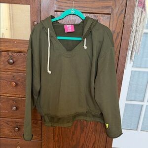 One Teaspoon Olive Green cropped hoodie
